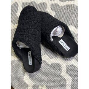 Steve Madden Black Fleece Lined Cozy Indoor Slippers For Women Size 6M